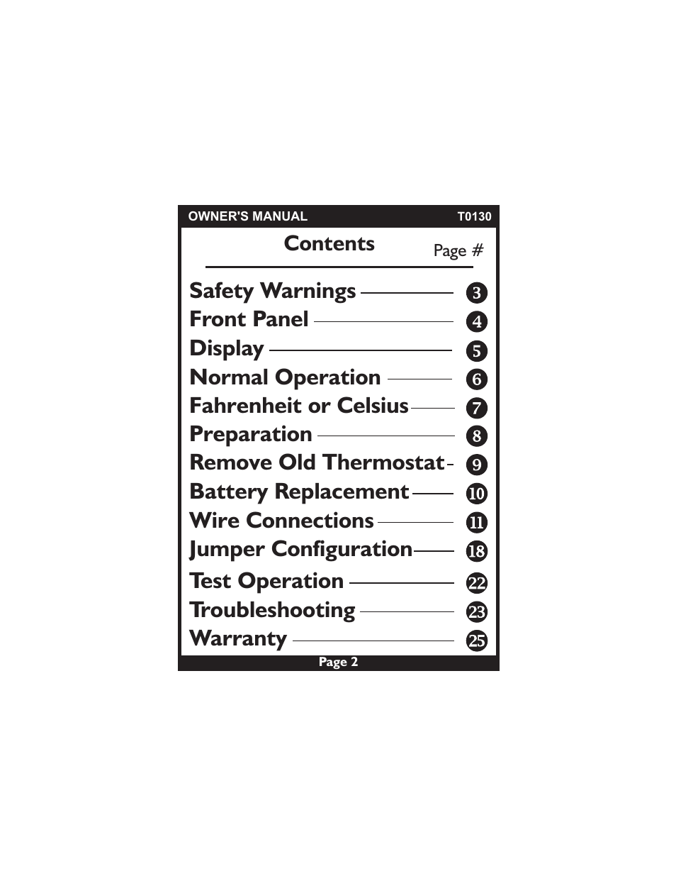 Venstar T0130 User Manual | Page 2 / 25