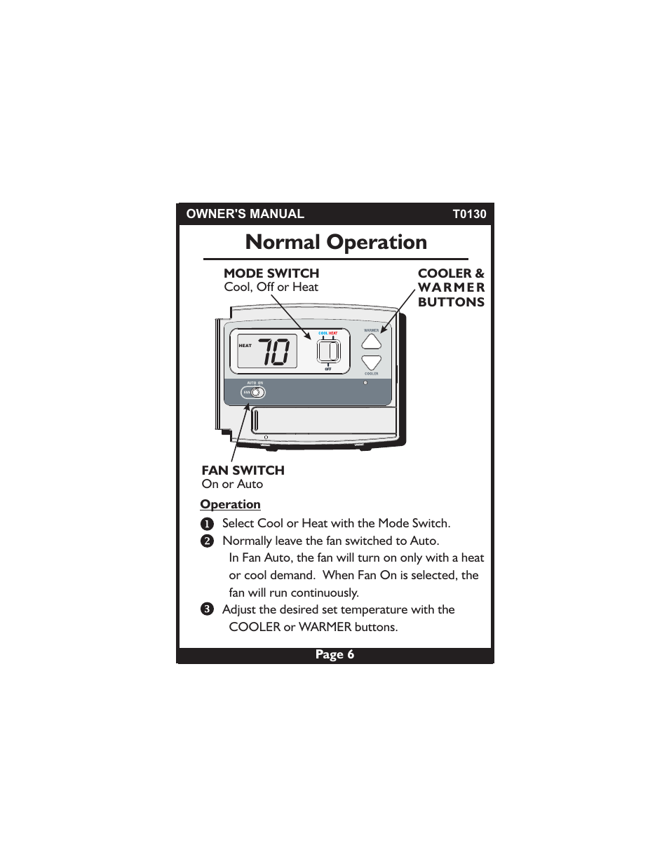 Normal operation | Venstar T0130 User Manual | Page 6 / 25