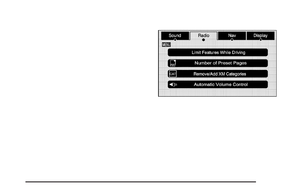 Radio menu, Digital signal processing (dsp) | Cadillac 2009 Escalade EXT User Manual | Page 311 / 546