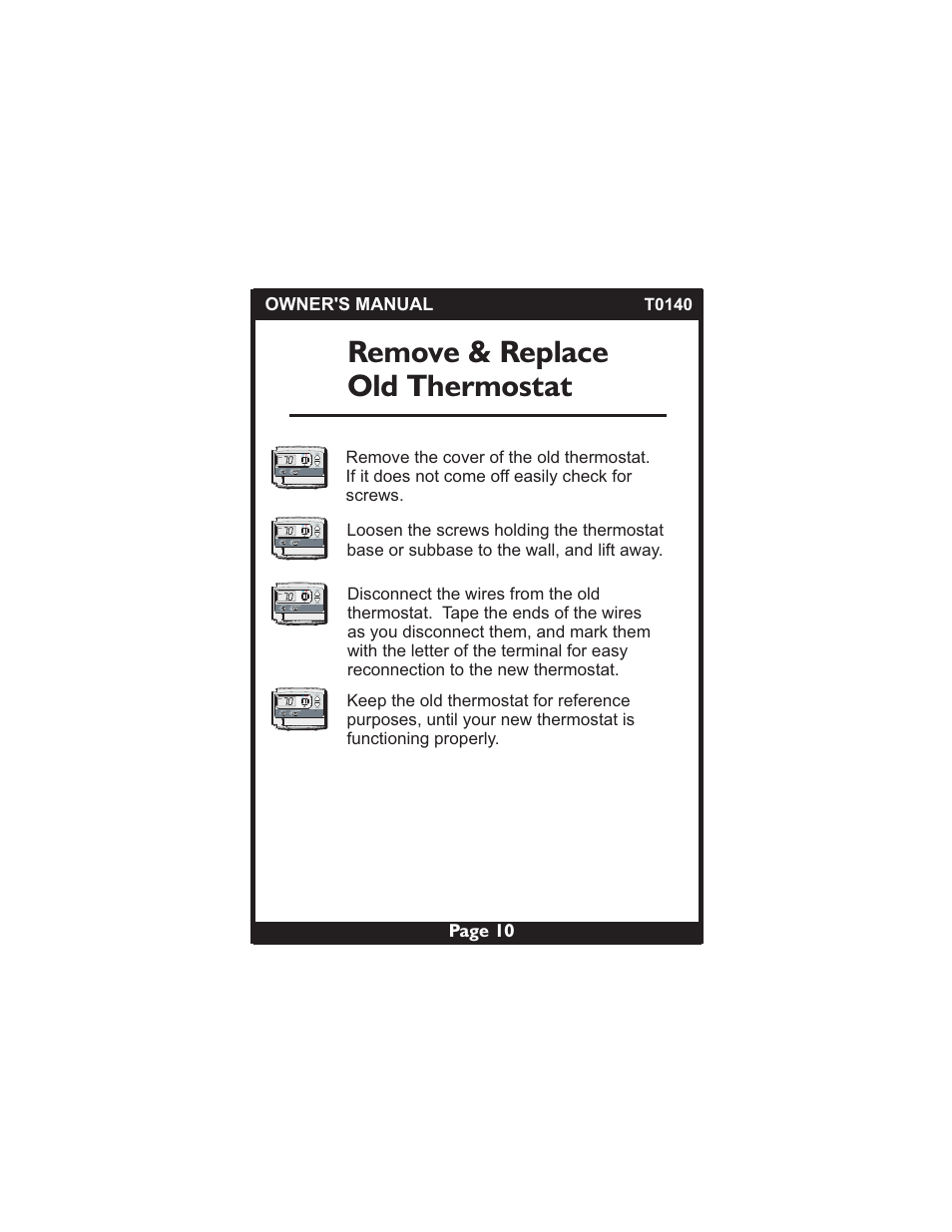 Remove & replace old thermostat | Venstar T0140 User Manual | Page 10 / 21