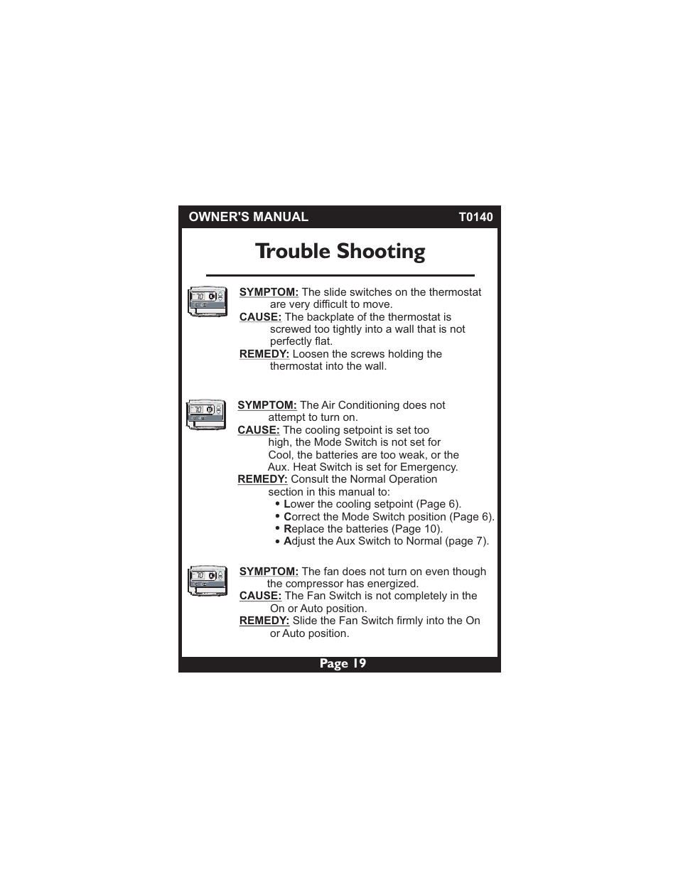 Trouble shooting | Venstar T0140 User Manual | Page 19 / 21