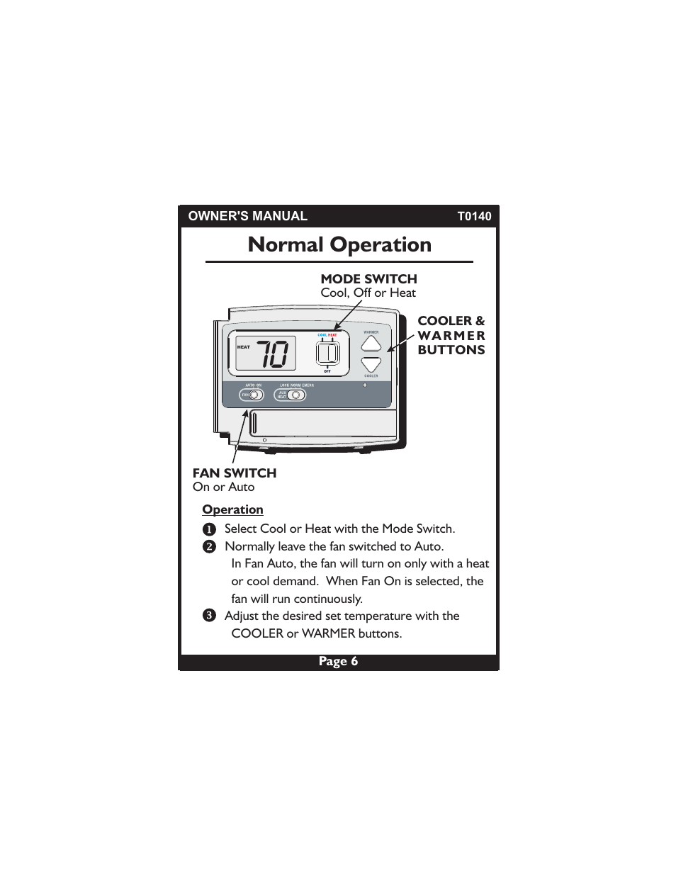 Normal operation | Venstar T0140 User Manual | Page 6 / 21