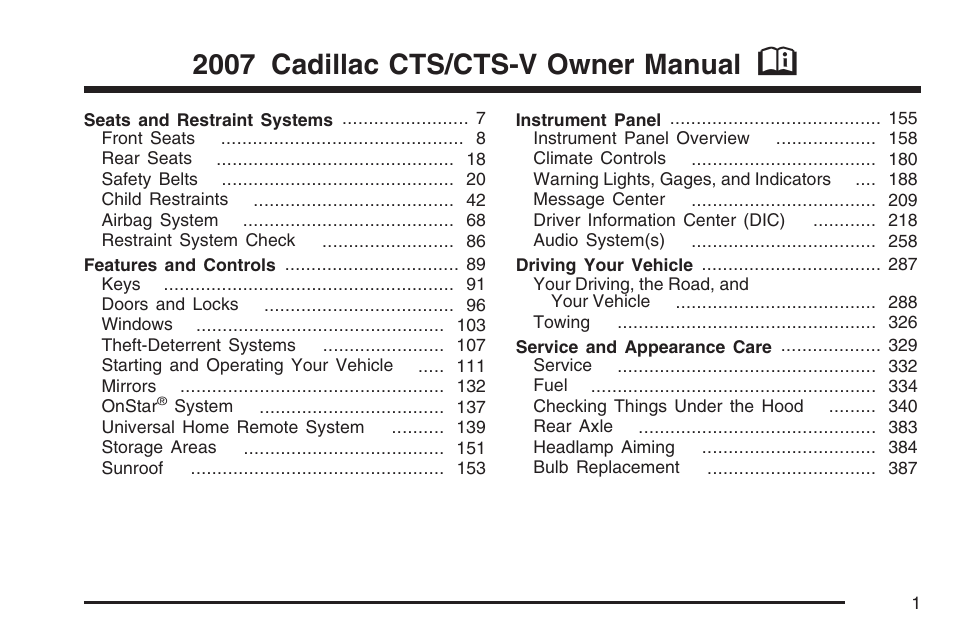 Cadillac 2007 CTS User Manual | 518 pages