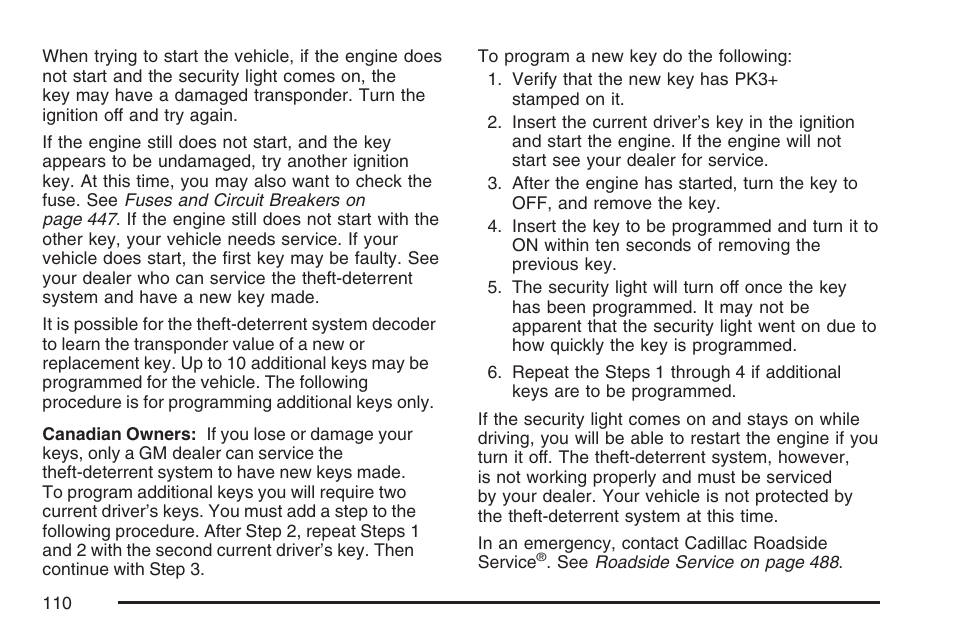 Cadillac 2007 CTS User Manual | Page 110 / 518