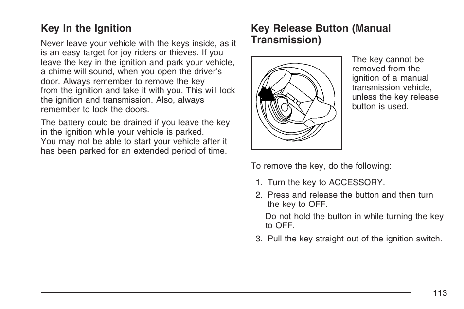 Cadillac 2007 CTS User Manual | Page 113 / 518