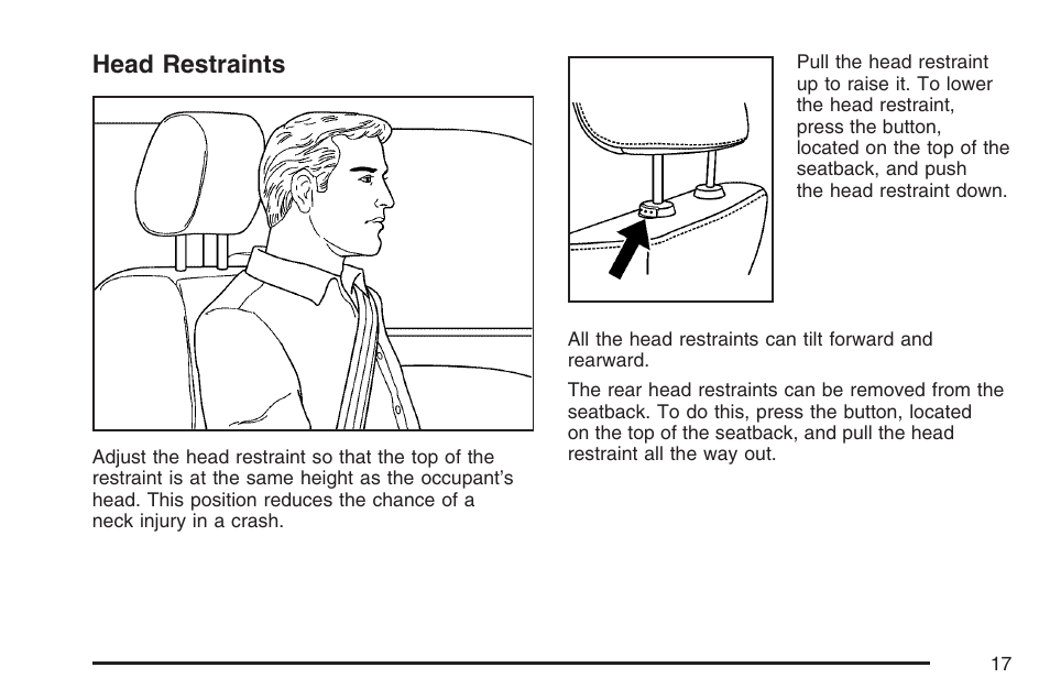 Head restraints | Cadillac 2007 CTS User Manual | Page 17 / 518