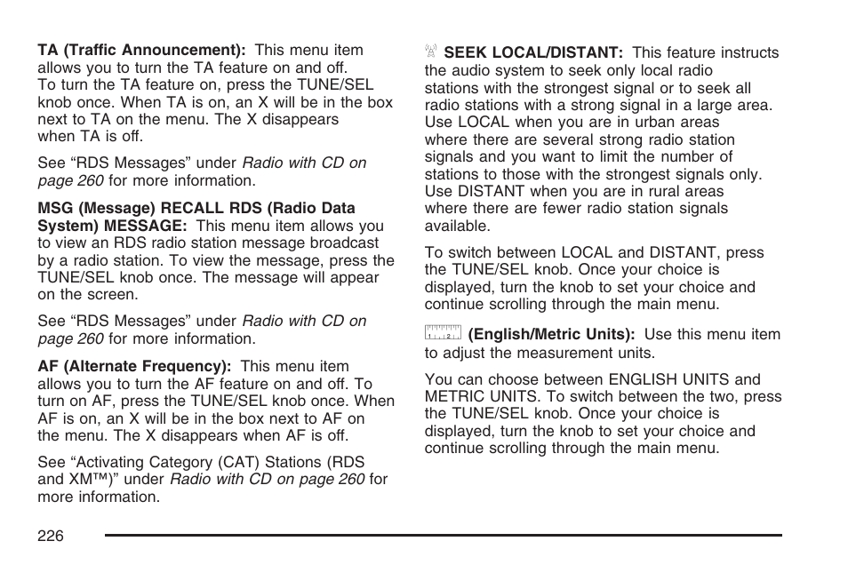 Cadillac 2007 CTS User Manual | Page 226 / 518