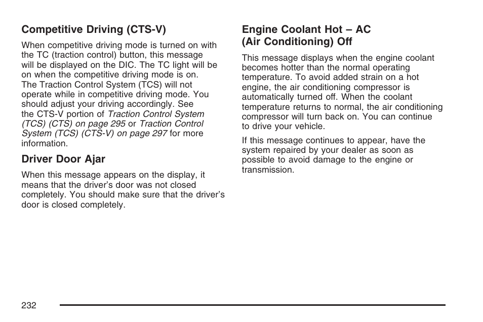 Cadillac 2007 CTS User Manual | Page 232 / 518