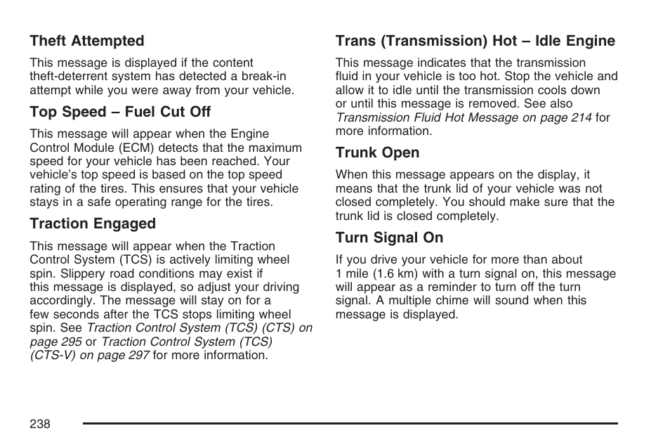 Cadillac 2007 CTS User Manual | Page 238 / 518