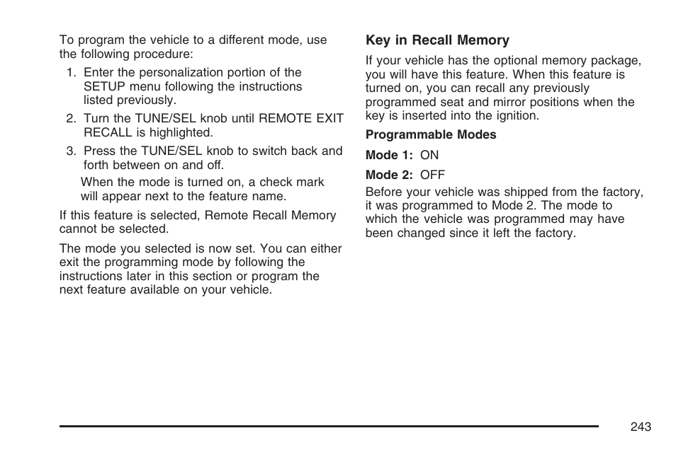 Cadillac 2007 CTS User Manual | Page 243 / 518