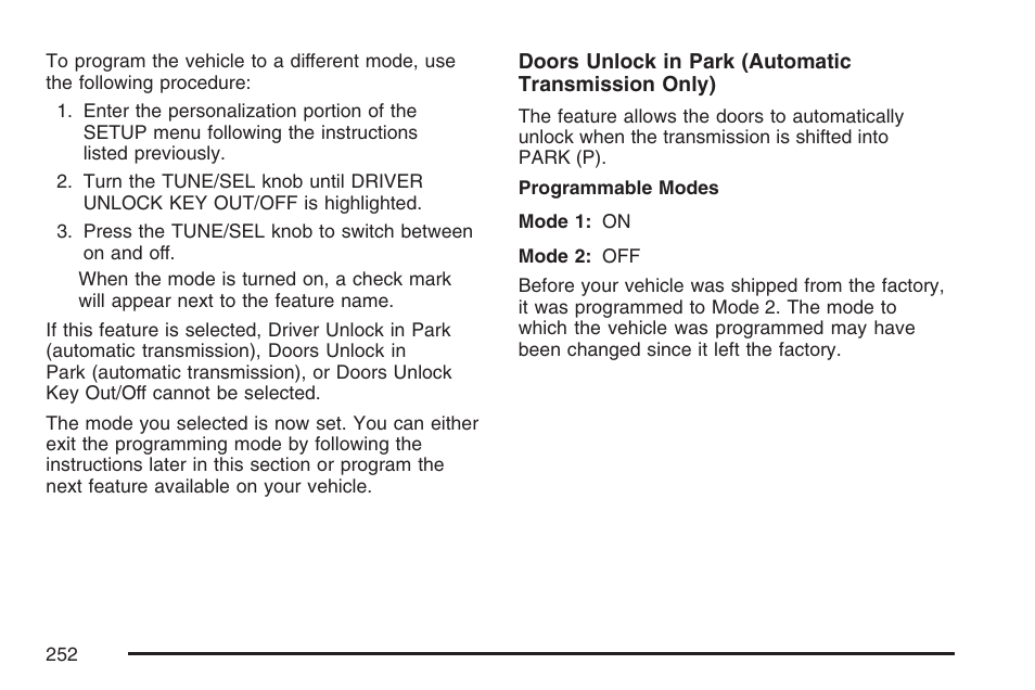 Cadillac 2007 CTS User Manual | Page 252 / 518