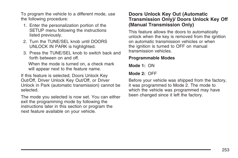 Cadillac 2007 CTS User Manual | Page 253 / 518