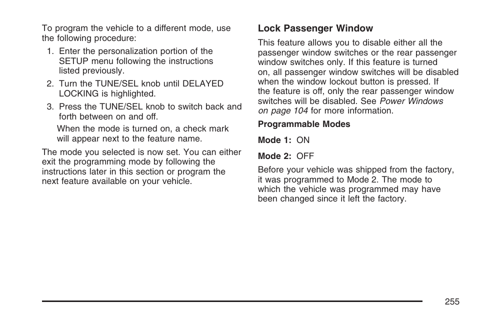 Cadillac 2007 CTS User Manual | Page 255 / 518