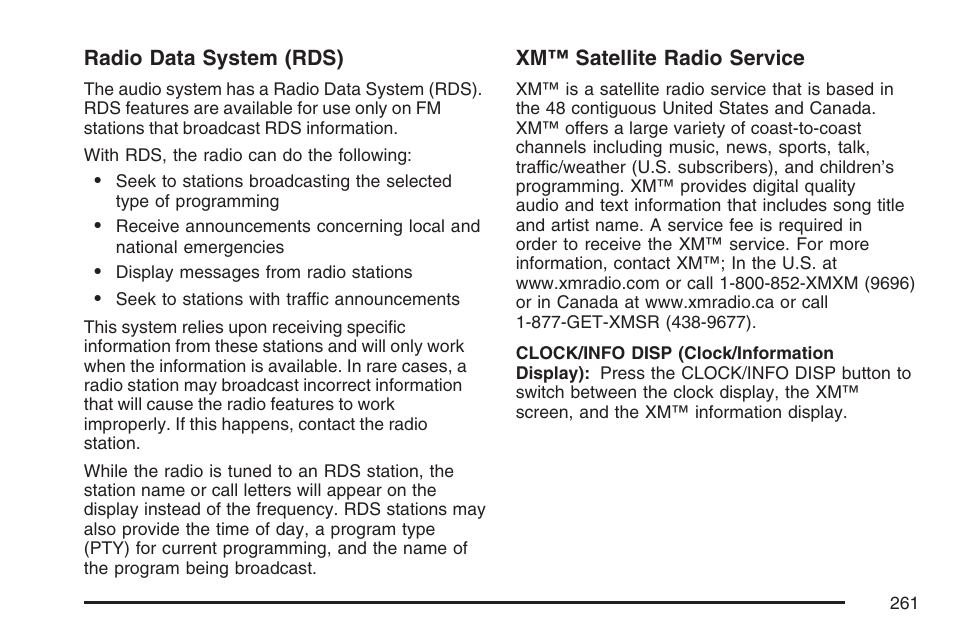 Cadillac 2007 CTS User Manual | Page 261 / 518