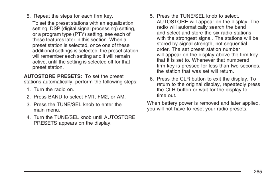 Cadillac 2007 CTS User Manual | Page 265 / 518