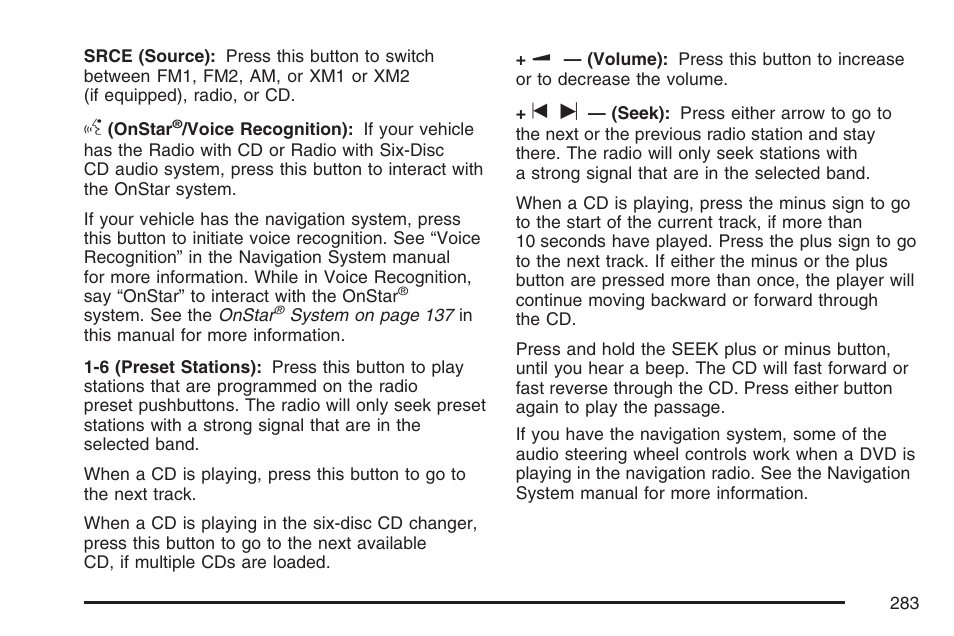 Cadillac 2007 CTS User Manual | Page 283 / 518