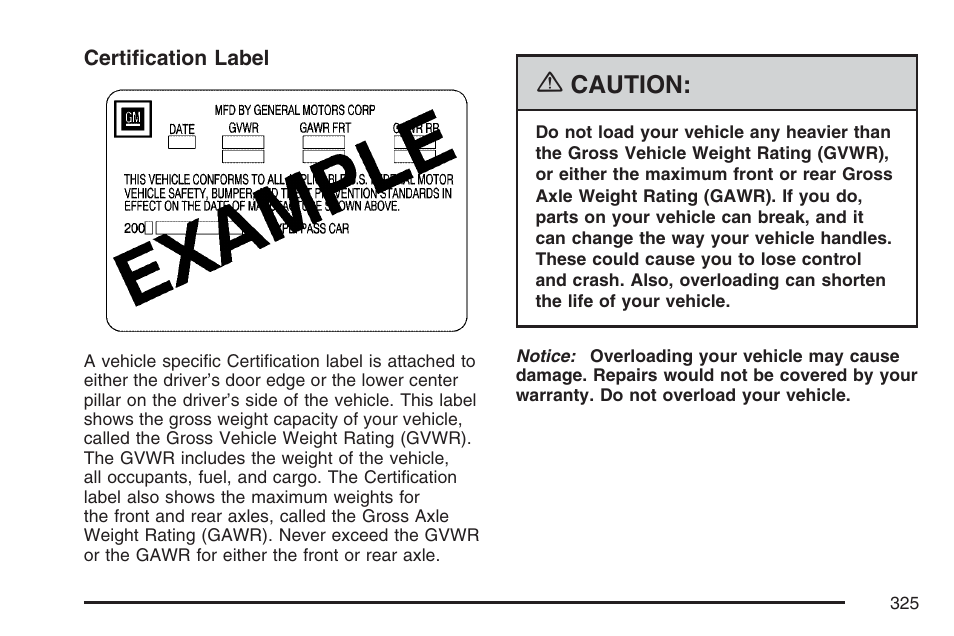 Caution | Cadillac 2007 CTS User Manual | Page 325 / 518