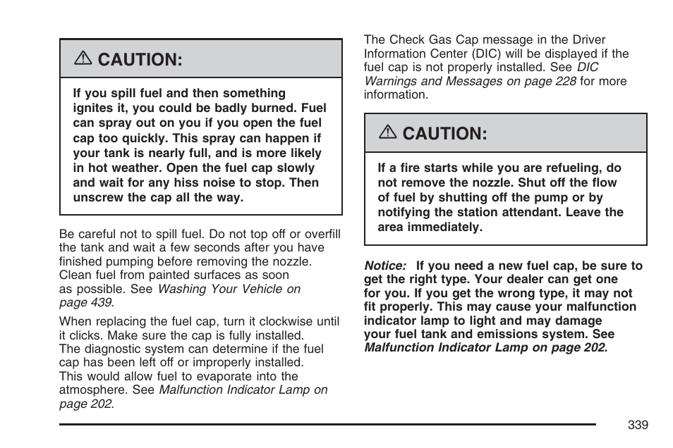 Caution | Cadillac 2007 CTS User Manual | Page 339 / 518