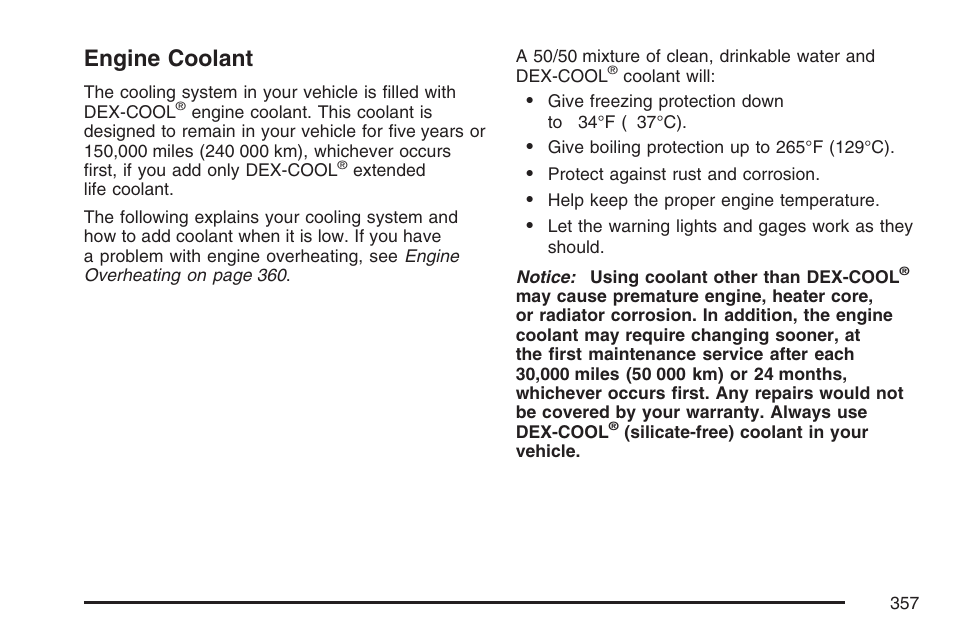 Engine coolant | Cadillac 2007 CTS User Manual | Page 357 / 518
