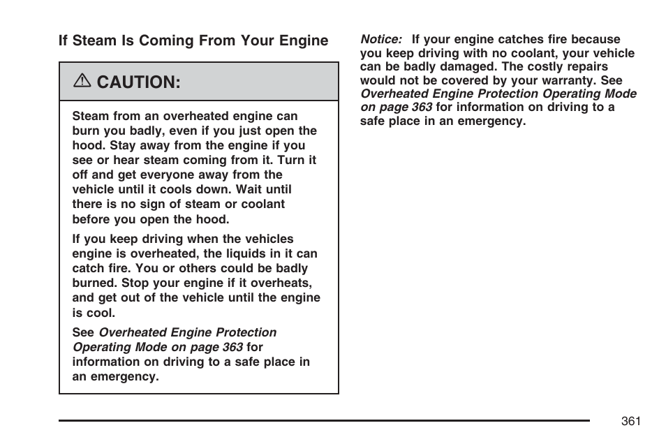 Caution | Cadillac 2007 CTS User Manual | Page 361 / 518