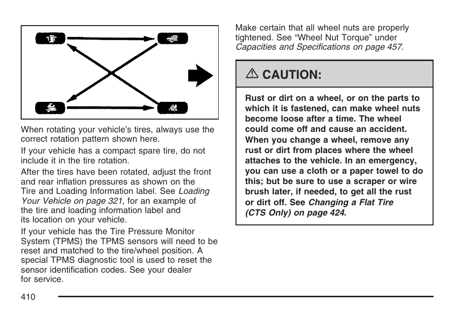 Caution | Cadillac 2007 CTS User Manual | Page 410 / 518