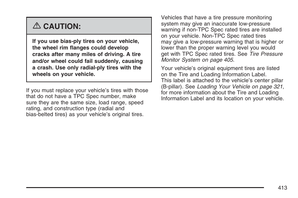 Caution | Cadillac 2007 CTS User Manual | Page 413 / 518