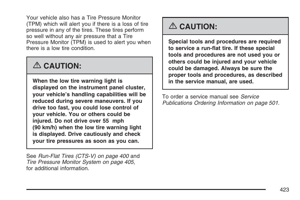 Cadillac 2007 CTS User Manual | Page 423 / 518