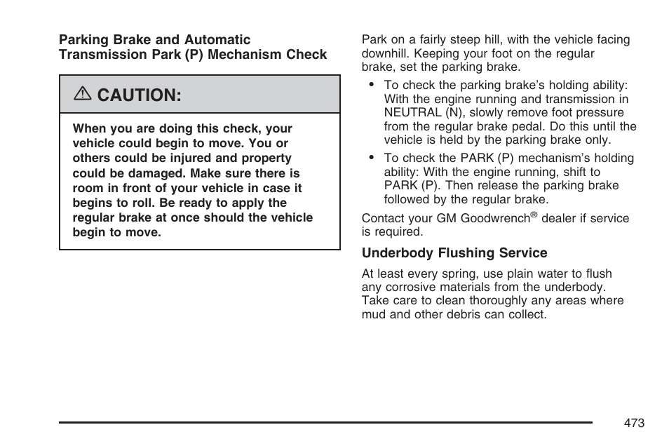 Caution | Cadillac 2007 CTS User Manual | Page 473 / 518