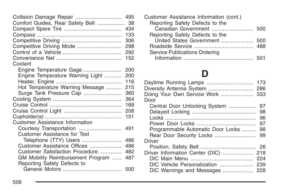 Cadillac 2007 CTS User Manual | Page 506 / 518