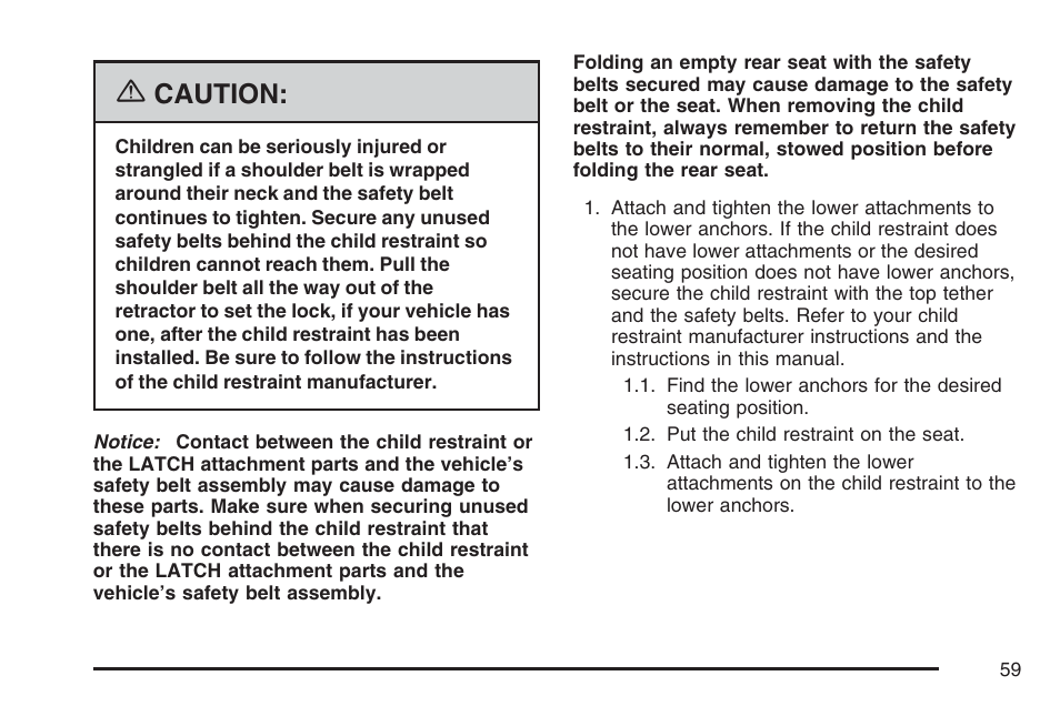 Caution | Cadillac 2007 CTS User Manual | Page 59 / 518