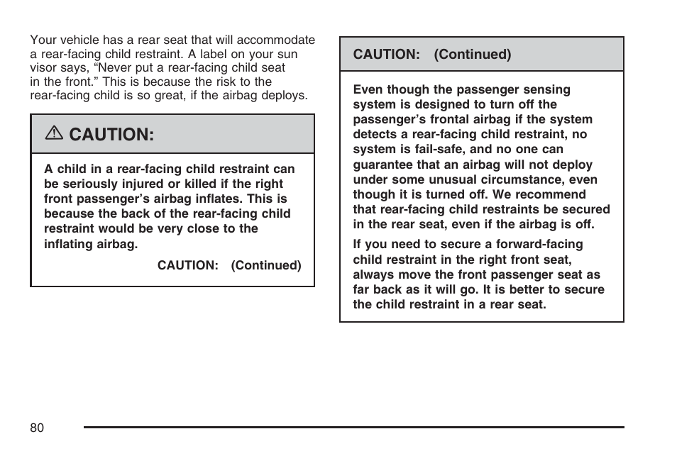 Caution | Cadillac 2007 CTS User Manual | Page 80 / 518