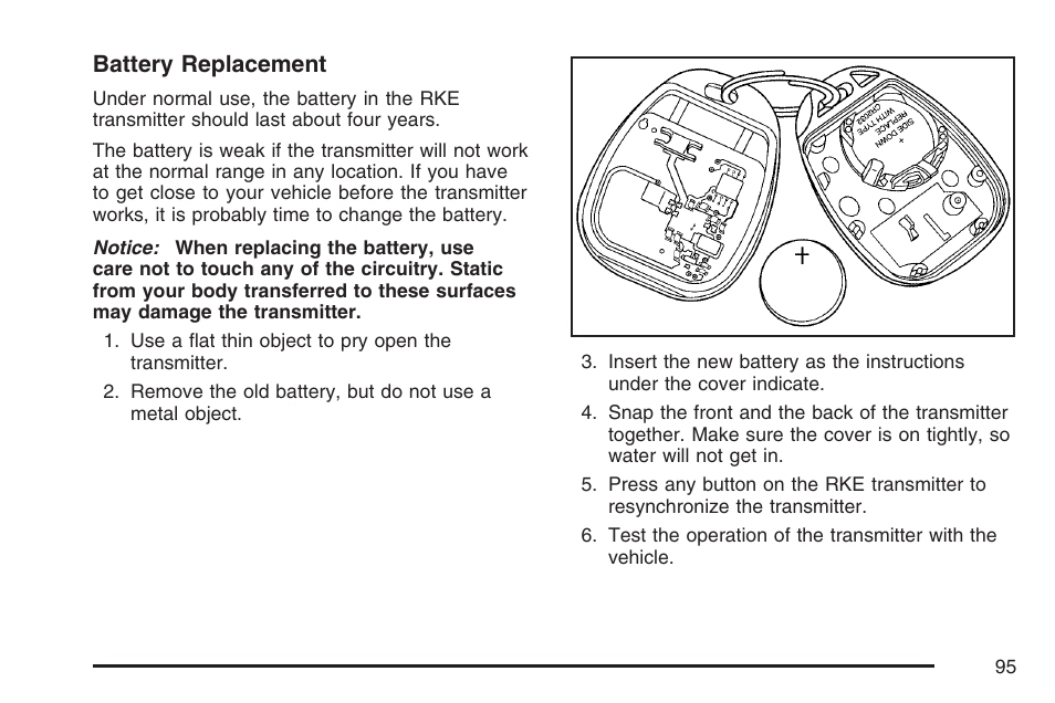 Battery replacement | Cadillac 2007 CTS User Manual | Page 95 / 518