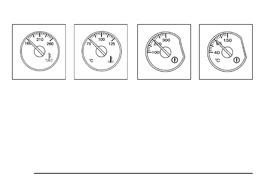 Engine coolant temperature gage, Transmission temperature gage | Cadillac 2006 Escalade User Manual | Page 184 / 480