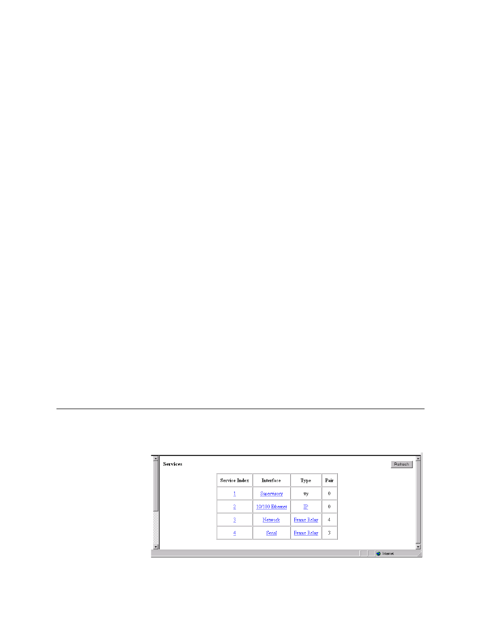 Current pin status, Dtr alarm control and status table, Services screen | Services screen -16 | Verilink FrameStart FSM (34-00299.E) Product Manual User Manual | Page 40 / 153