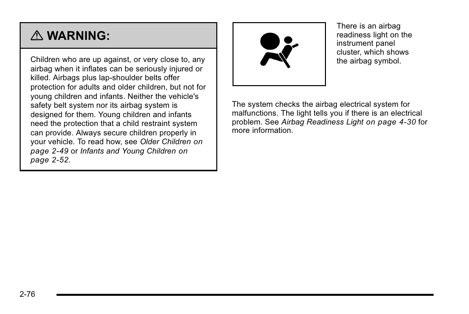 Warning | Cadillac 2010 Escalade User Manual | Page 108 / 614