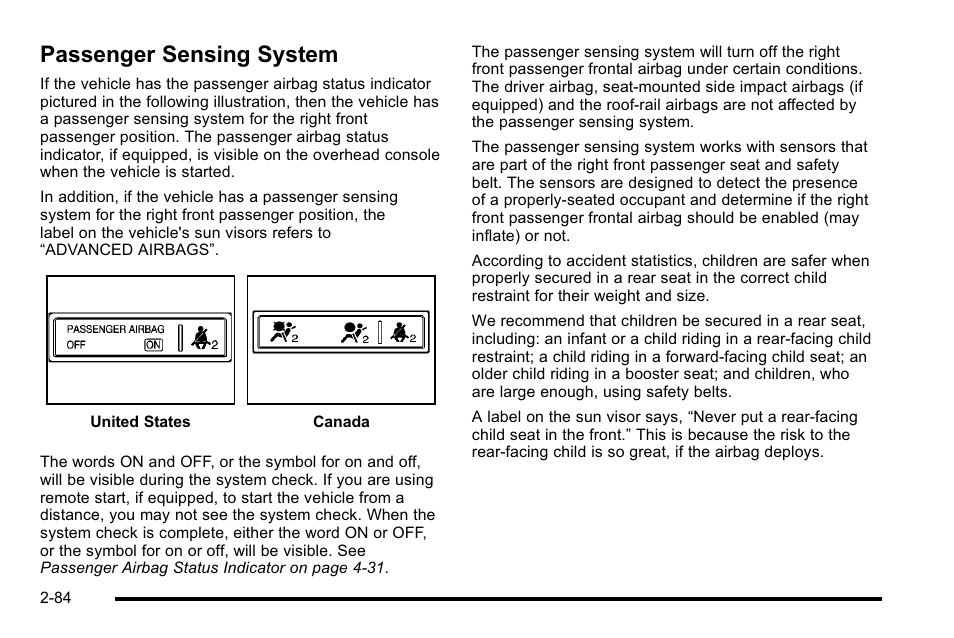 Passenger sensing system, Passenger sensing system -84 | Cadillac 2010 Escalade User Manual | Page 116 / 614