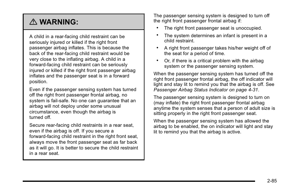 Warning | Cadillac 2010 Escalade User Manual | Page 117 / 614