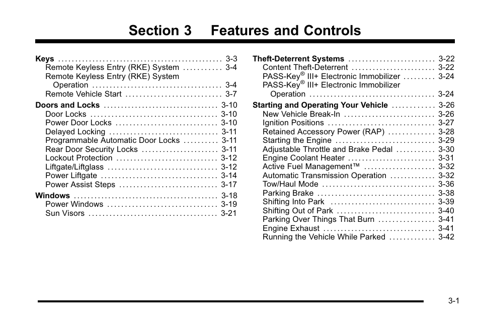 Features and controls, Features and controls -1 | Cadillac 2010 Escalade User Manual | Page 125 / 614