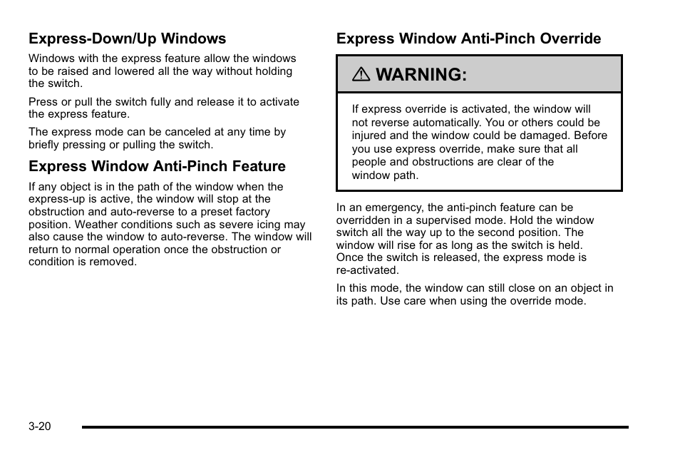 Warning | Cadillac 2010 Escalade User Manual | Page 144 / 614