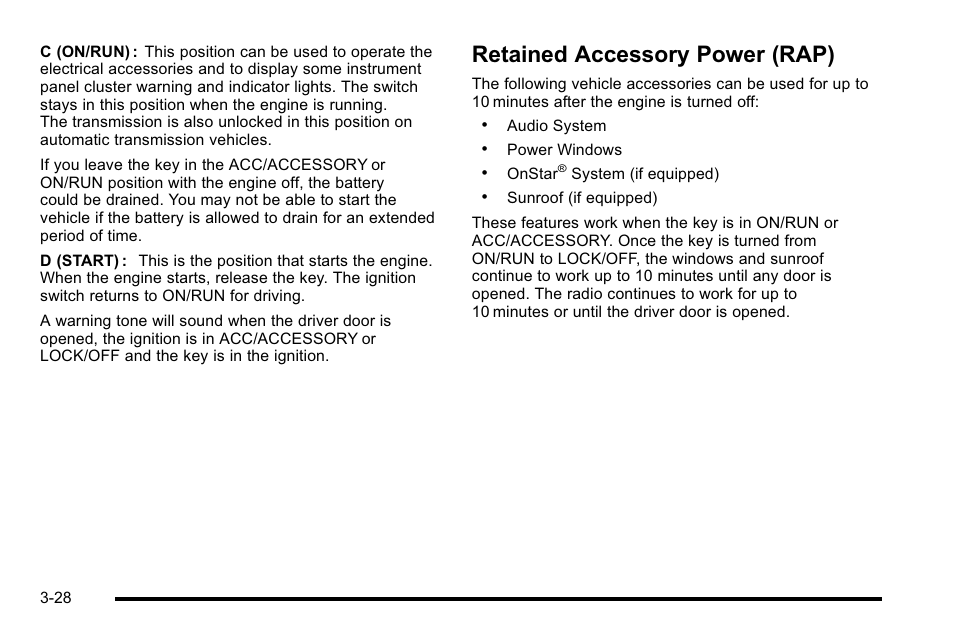 Retained accessory power (rap), Retained accessory power (rap) -28 | Cadillac 2010 Escalade User Manual | Page 152 / 614