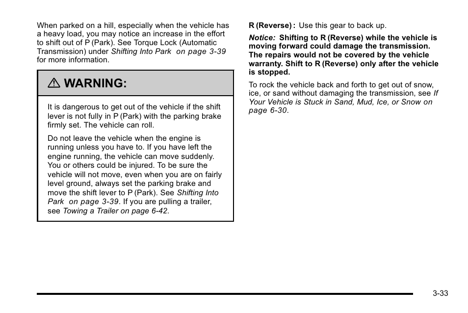 Warning | Cadillac 2010 Escalade User Manual | Page 157 / 614