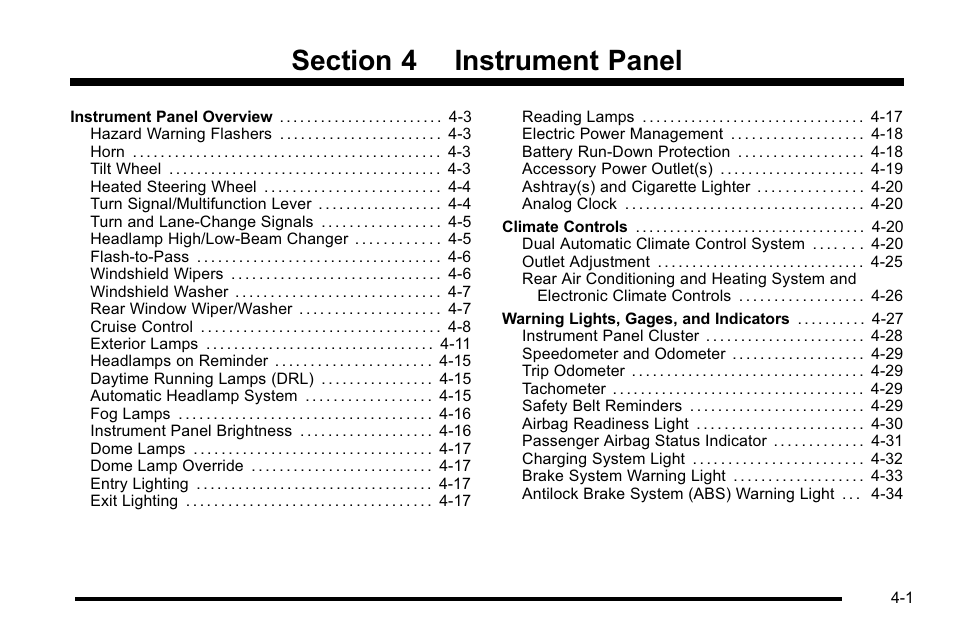 Instrument panel | Cadillac 2010 Escalade User Manual | Page 193 / 614
