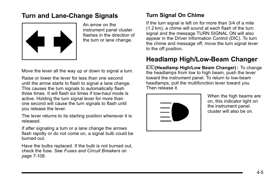 Turn and lane-change signals, Headlamp high/low-beam changer | Cadillac 2010 Escalade User Manual | Page 197 / 614