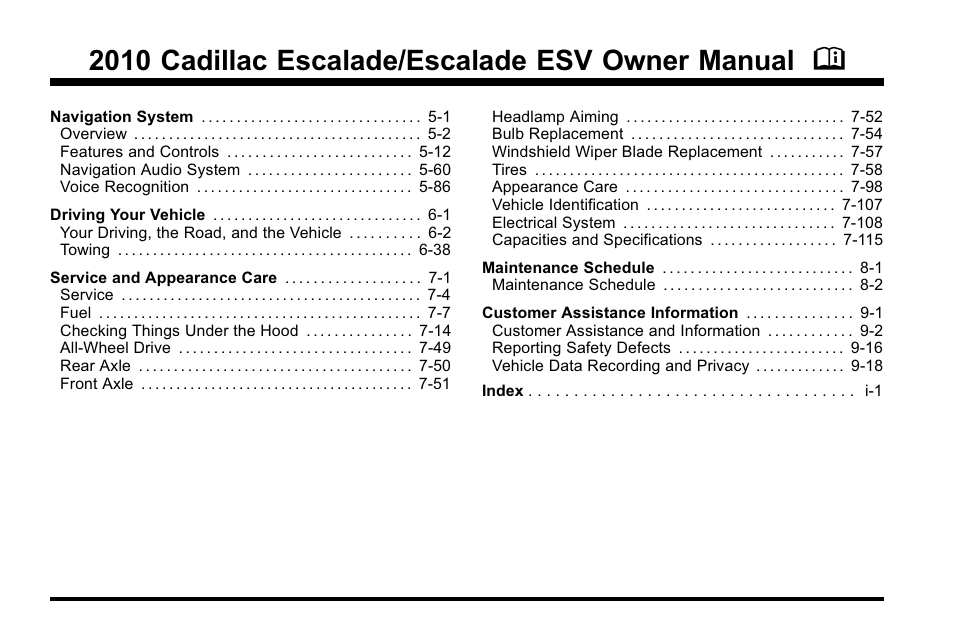 2010 cadillac escalade/escalade esv owner manual m | Cadillac 2010 Escalade User Manual | Page 2 / 614