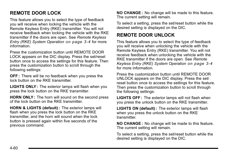 Remote door lock, Remote door unlock | Cadillac 2010 Escalade User Manual | Page 252 / 614