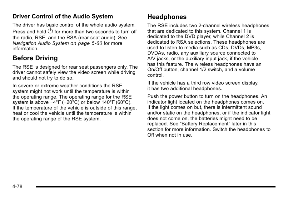 Before driving, Headphones | Cadillac 2010 Escalade User Manual | Page 270 / 614