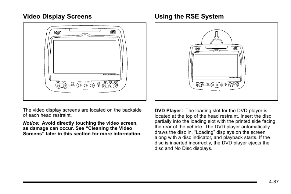 Video display screens, Using the rse system | Cadillac 2010 Escalade User Manual | Page 279 / 614