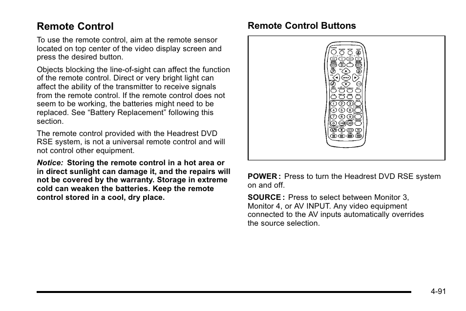 Remote control | Cadillac 2010 Escalade User Manual | Page 283 / 614