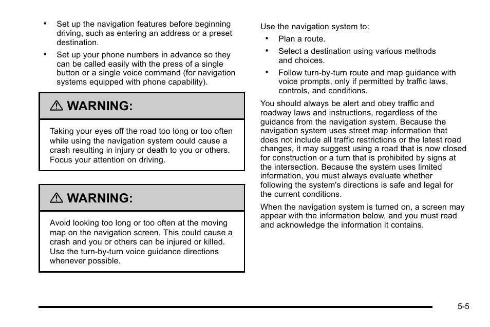 Warning | Cadillac 2010 Escalade User Manual | Page 305 / 614