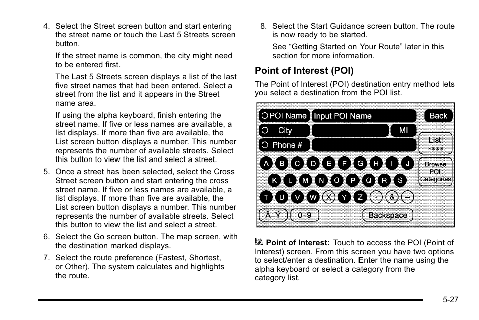 Point of interest (poi) | Cadillac 2010 Escalade User Manual | Page 327 / 614